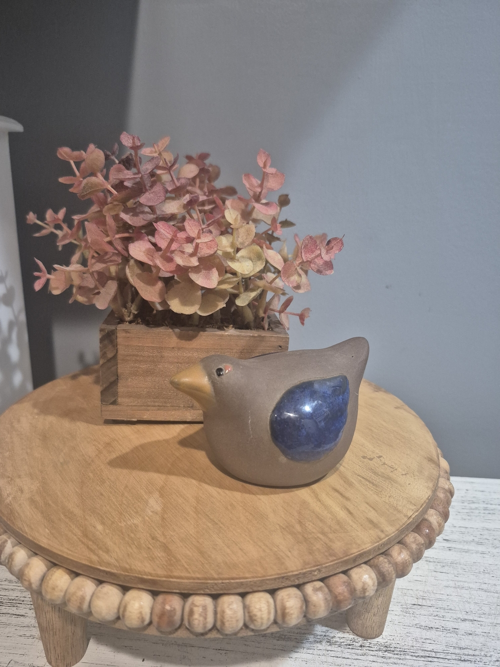 Studio Pottery Bird Stoneware Hand Crafted Bird With Drip Wing Glaze